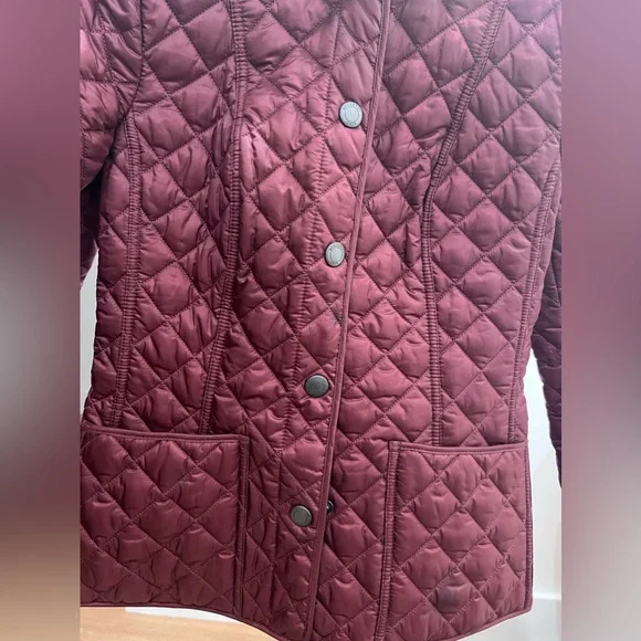 Burberry Diamond Quilted Jacket XS Maroon/Burgundy/Magenta